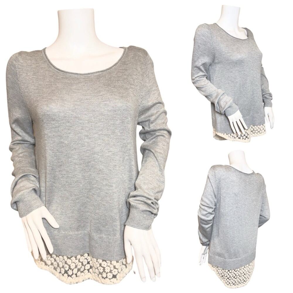 #T87 Ella Moss Layered Look Scoop Neck Long Sleeve Sweater SZ M $89